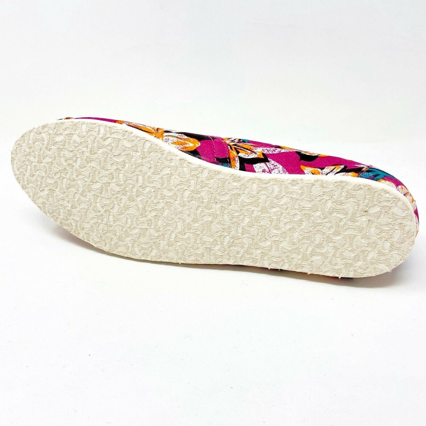 Toms Classics Pink Floral Womens Slip On Casual Canvas Flats Shoes