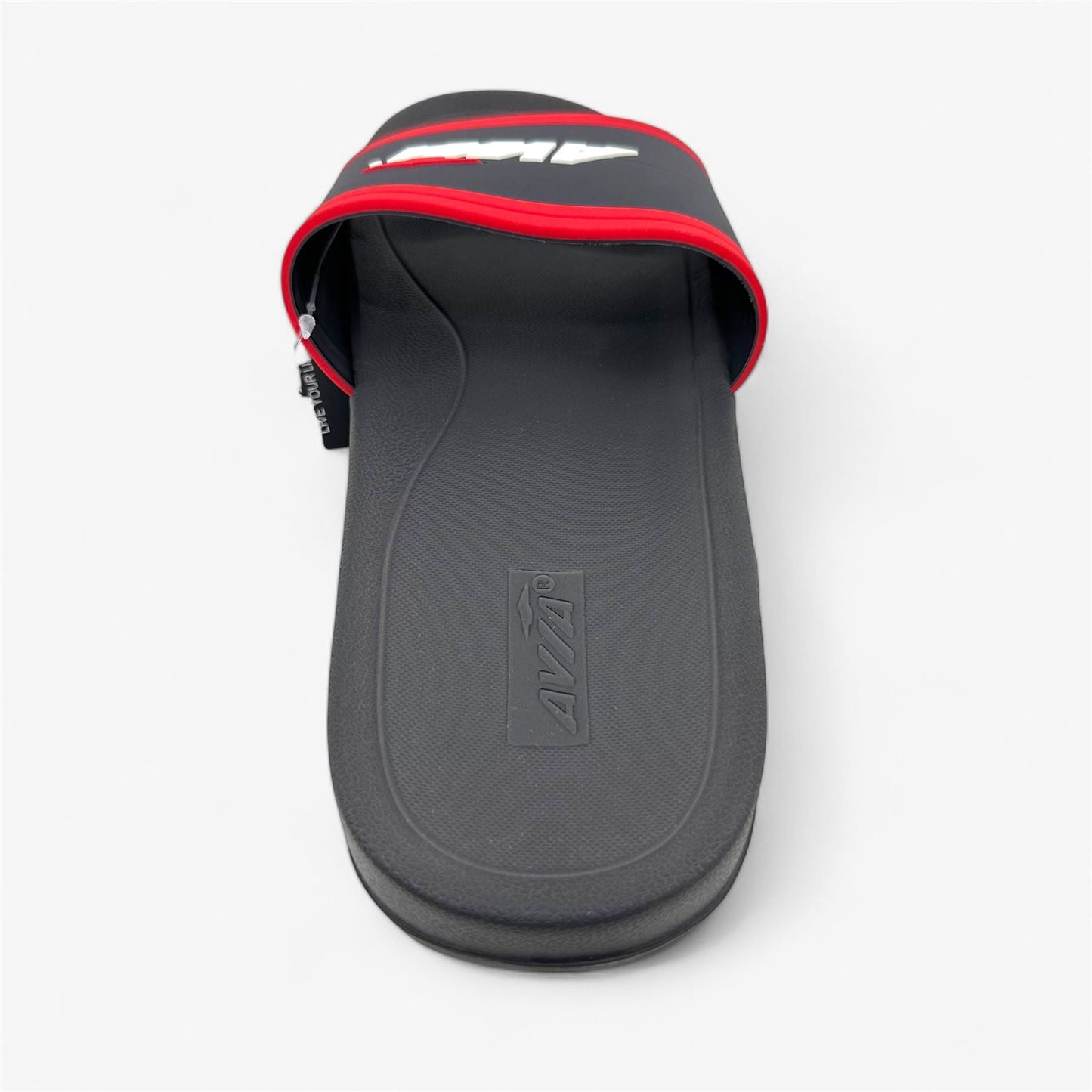 Avia Striped Grey White Red Mens Sandal Slide