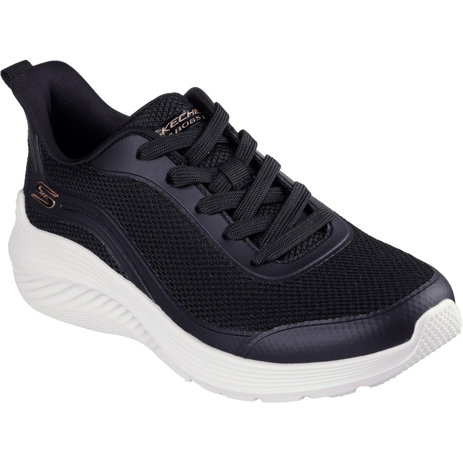 Women's Wide Fit Skechers 117483 Bobs Sport Squad Waves Still Wading Trainers