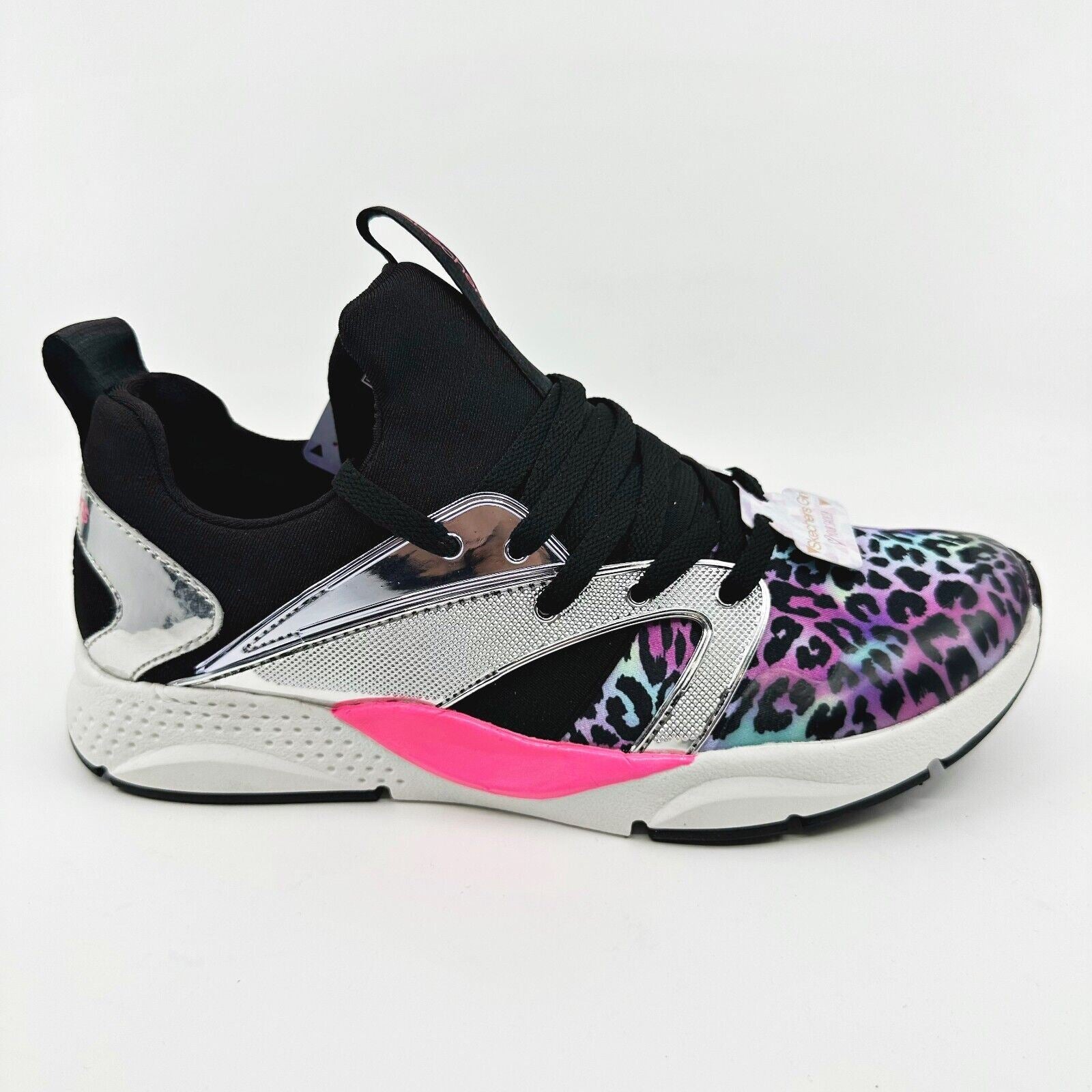 Skechers Shine Status Hint of Wild Leopard Kids Girls Size 5 Sneakers