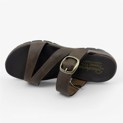 Skechers Easy Going Slide On By Chocolate Womens Sandal Relaxed Fit Slip-On
