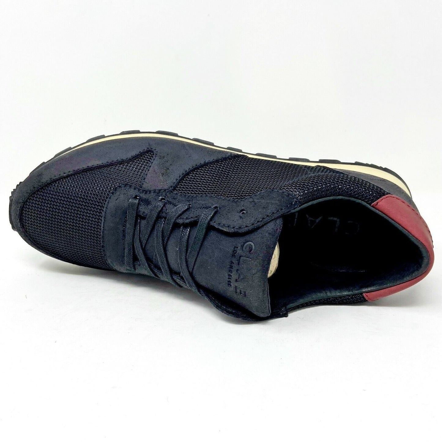 Clae Hayward Black Waxed Suede Merlot Mens Size 9.5 Trainers Casual Sneakers