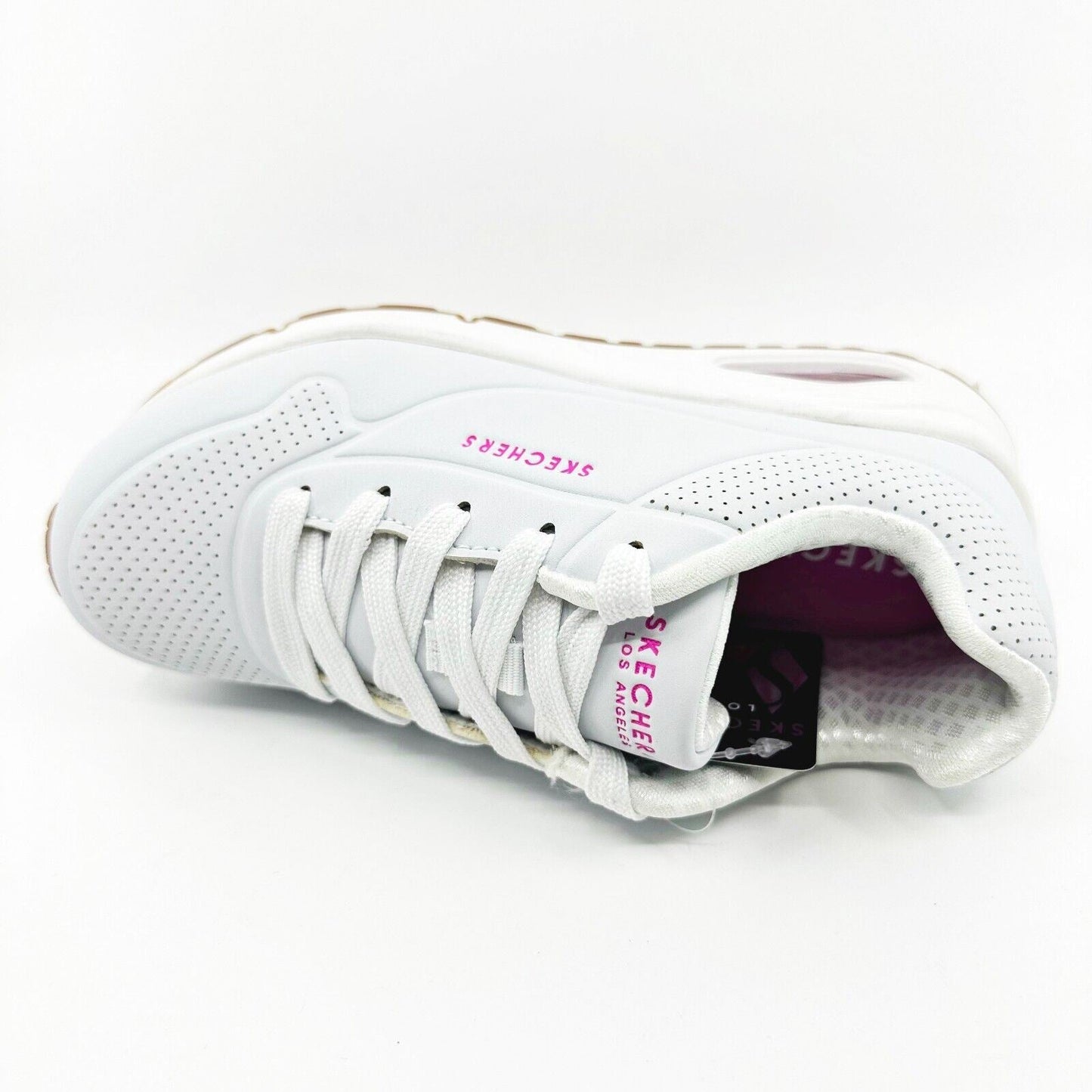 Skechers Uno Stand On Air White Pink Kids Girls Sneakers