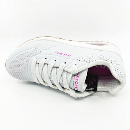 Skechers Uno Stand On Air White Pink Kids Girls Sneakers