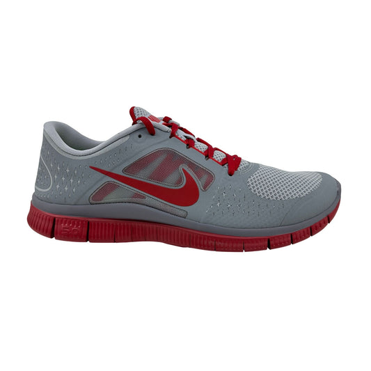 Nike Free Run+ 3 Wolf Grey Gym Red Mens Athletic Sneaker