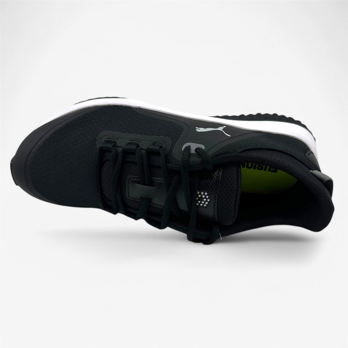 PUMA Fusion Grip Black Silver Quiet Shade Mens Extra Wide Spikeless Golf Shoes