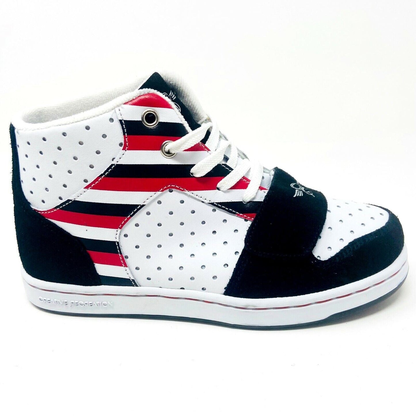 Creative Recreation Cesario Black White Red Stripes Youth Kids Sneakers