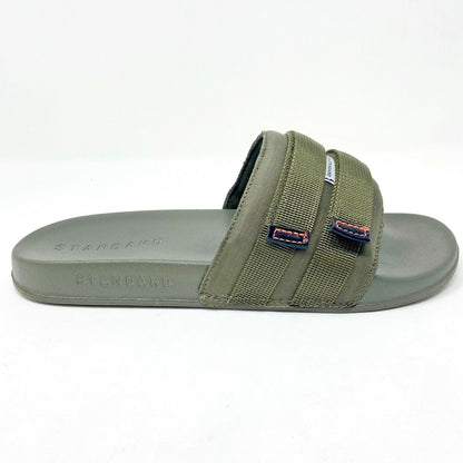 STNDRD Standard Los Angeles Monaco Double Strap Olive Womens Slide Sandals