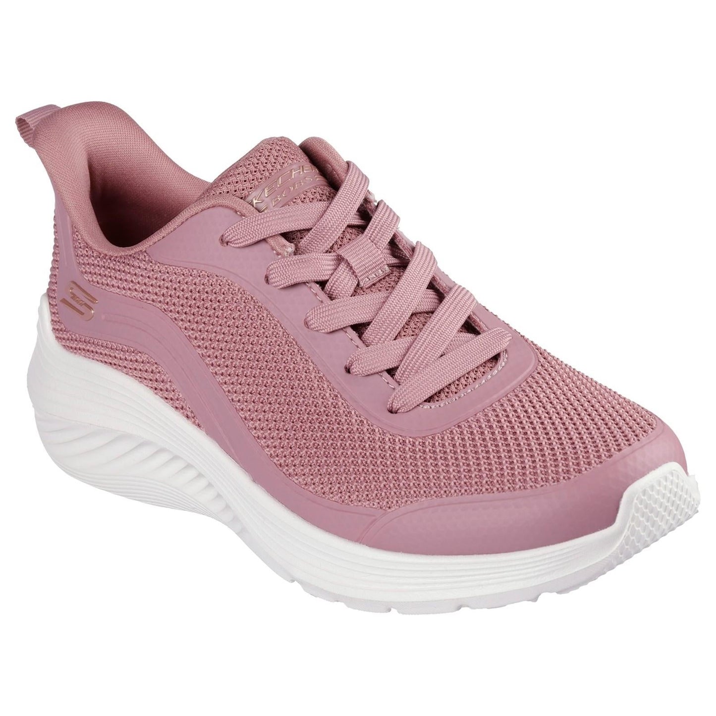 Women's Wide Fit Skechers 117483 Bobs Sport Squad Waves Still Wading Trainers
