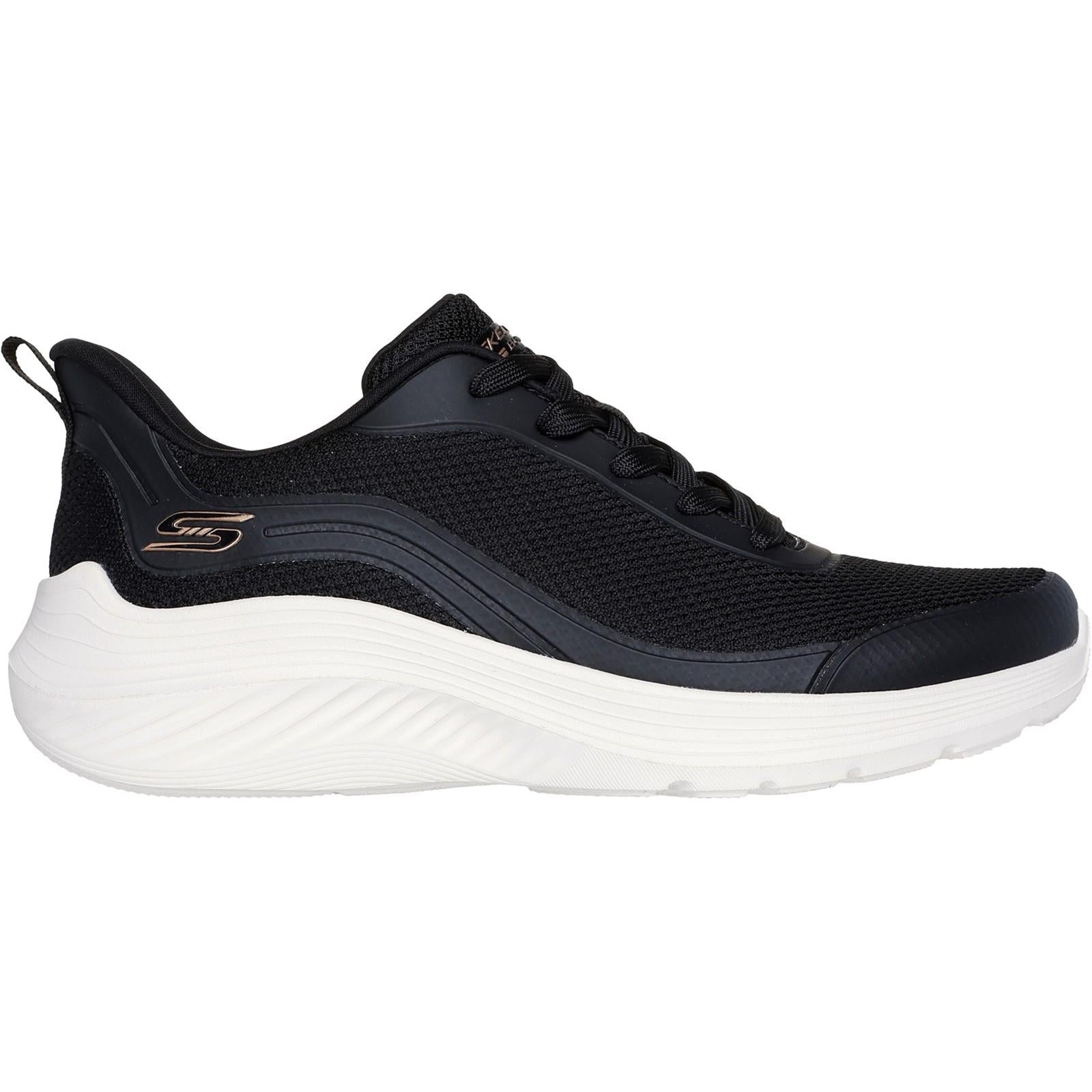 Women's Wide Fit Skechers 117483 Bobs Sport Squad Waves Still Wading Trainers