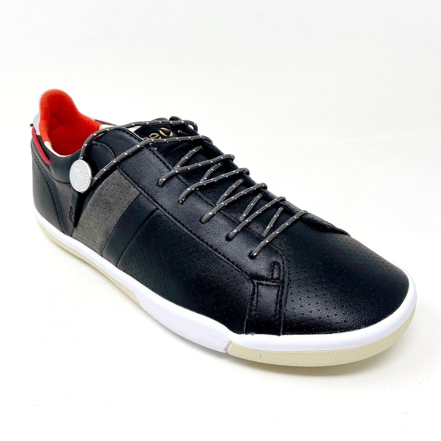 Plae Mulberry Black Red Full Grain Leather Mens Casual Sneakers 552010 001