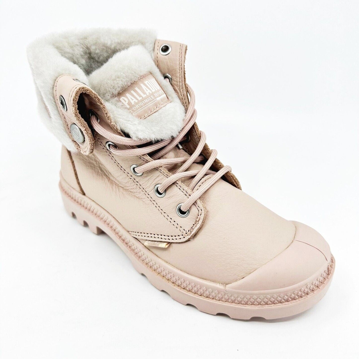 Palladium Baggy Rose Dust Pink Leather Womens Size 5.5 Combat Boots 96433 612