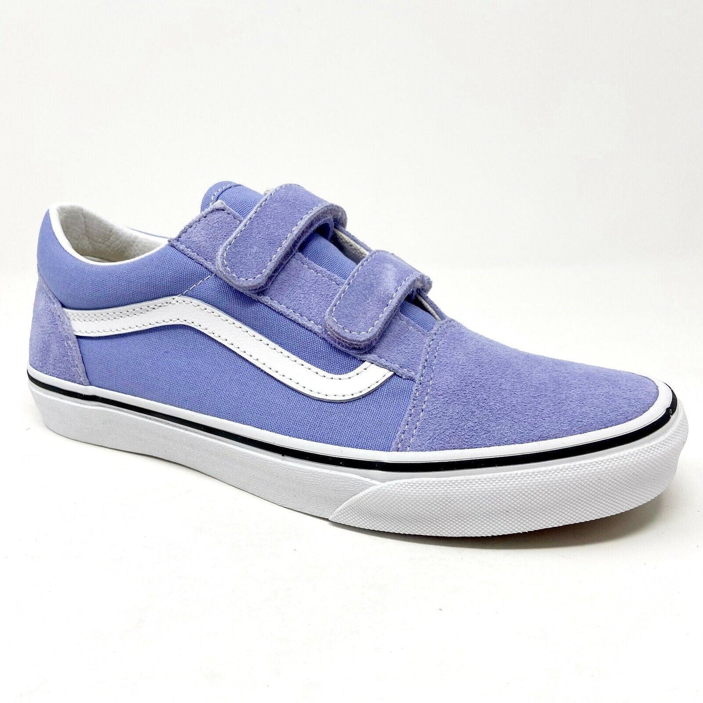 Vans Old School V Pale Iris True White Junior Kids Laceless Casual Shoes