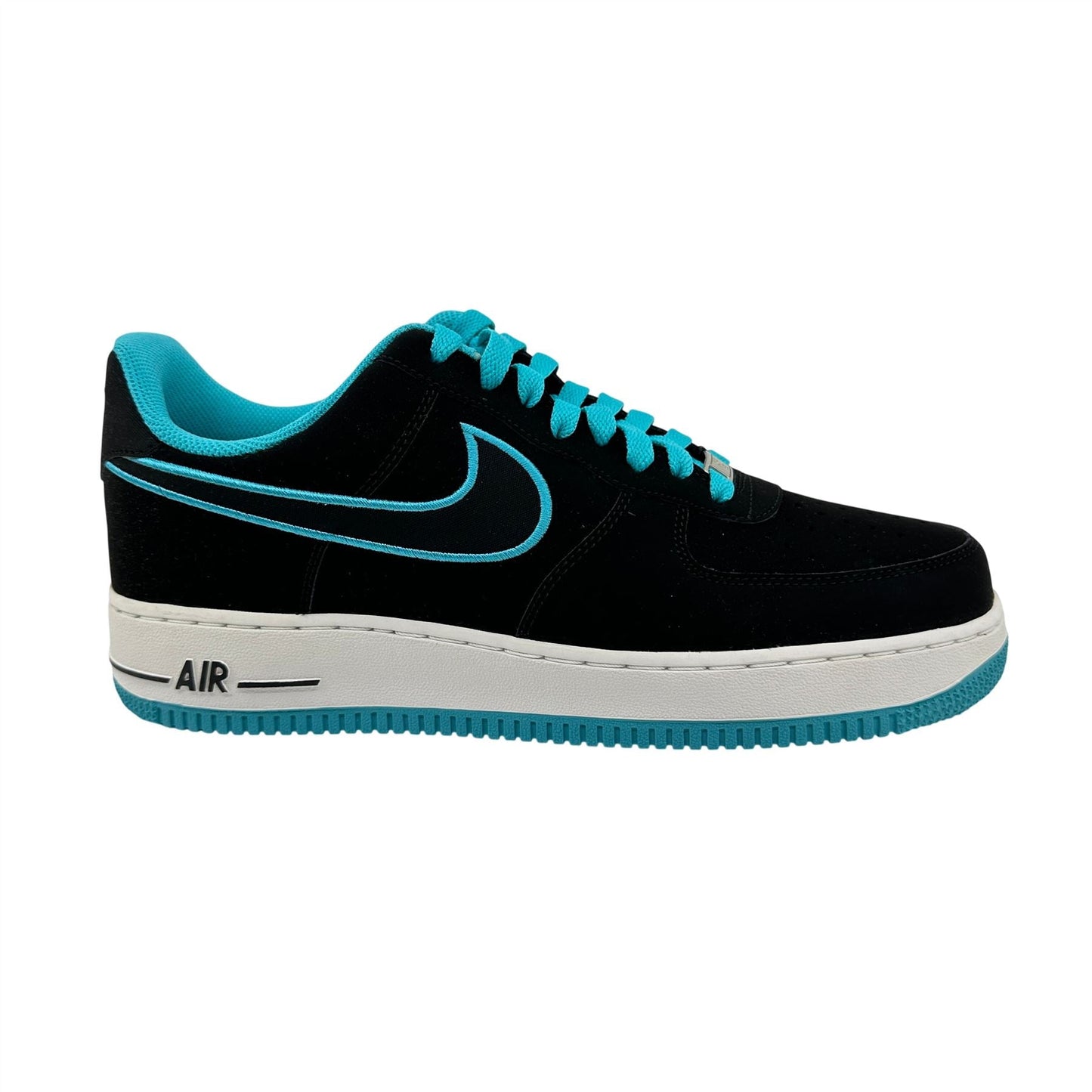 Nike Air Force 1 Black Turquoise Blue Mens Athletic Sneaker