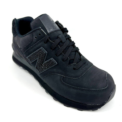 New Balance 574 Classics Triple Black Caviar Mens Leather Sneakers ML574BEX