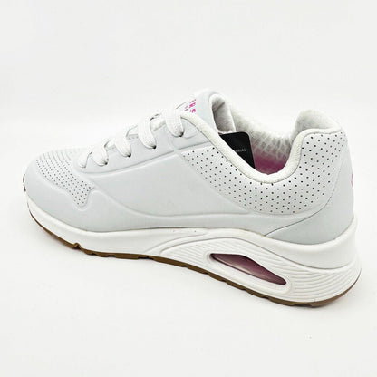 Skechers Uno Stand On Air White Pink Kids Girls Sneakers