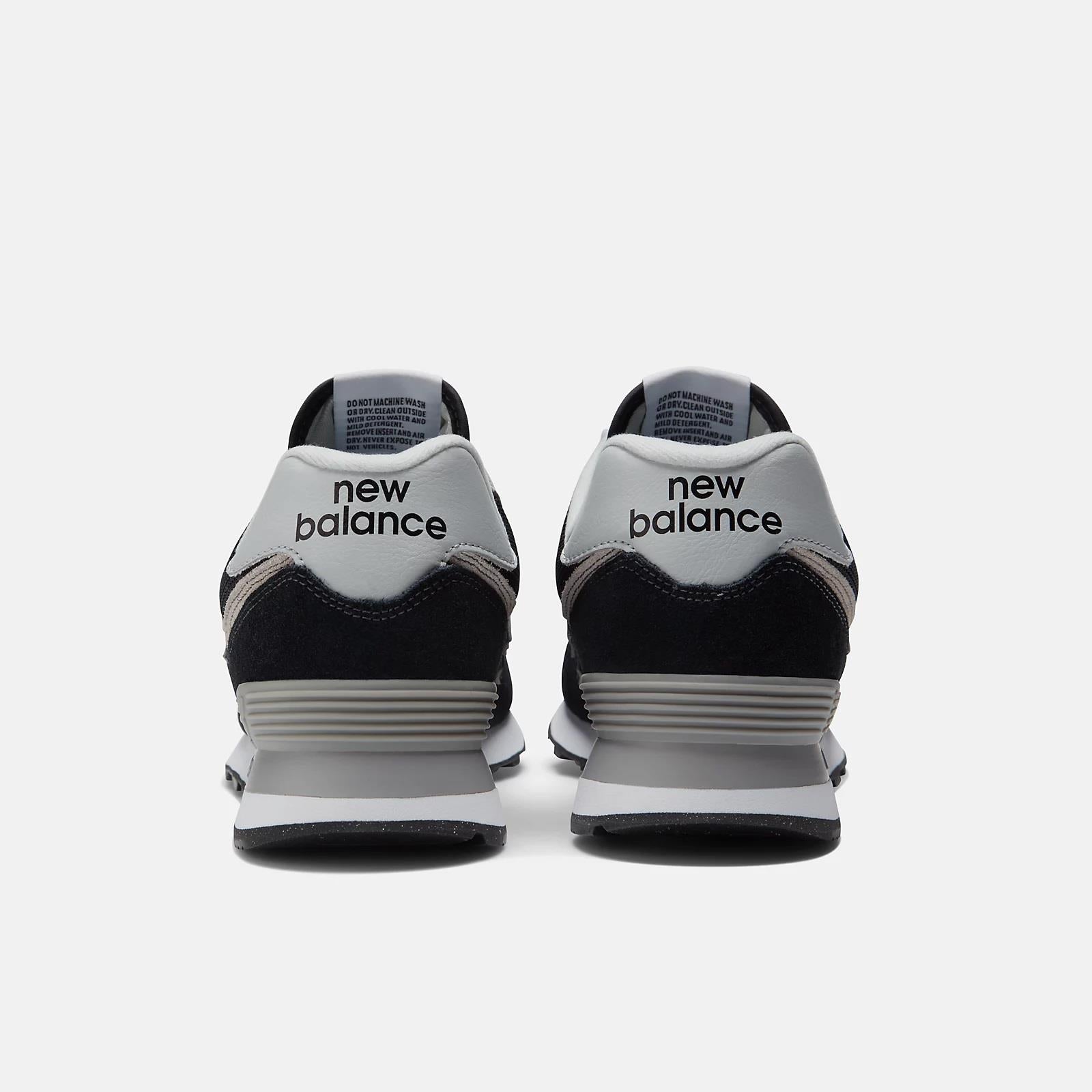 Women's Wide Fit New Balance ML574EVB Walking/Running Trainers - Exclusive - Black/White ENCAP