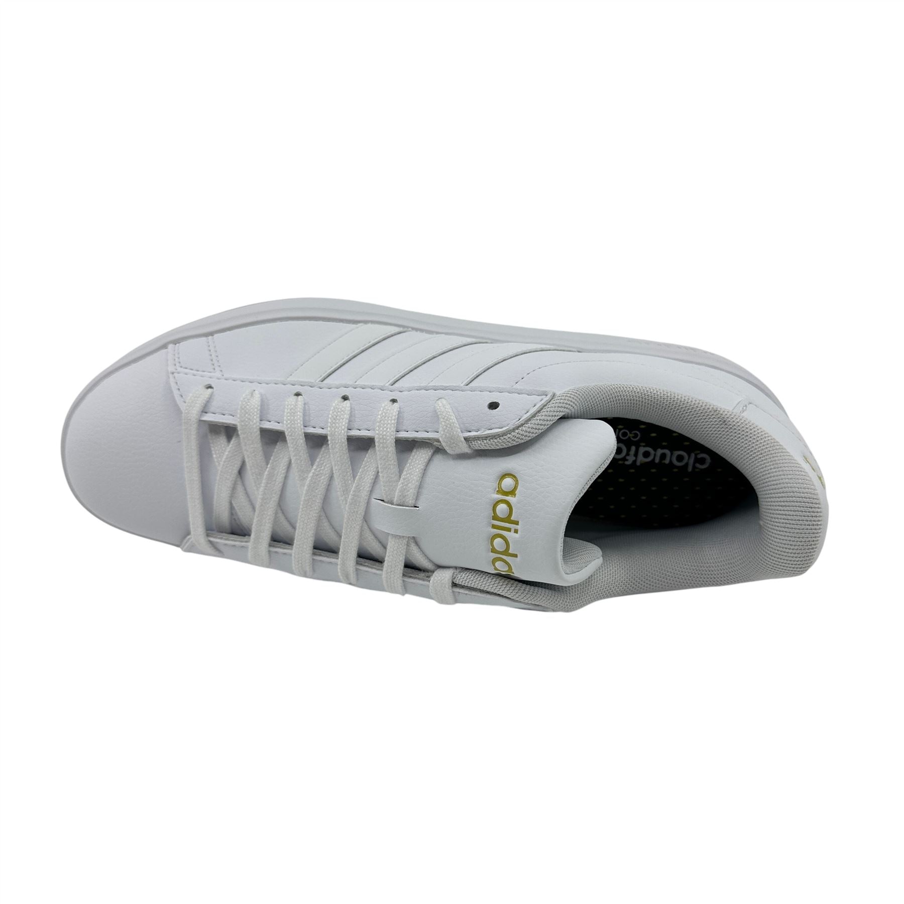 Adidas Grand Court 2.0 Cloud White Gold Metallic Womens Athletic Sneaker