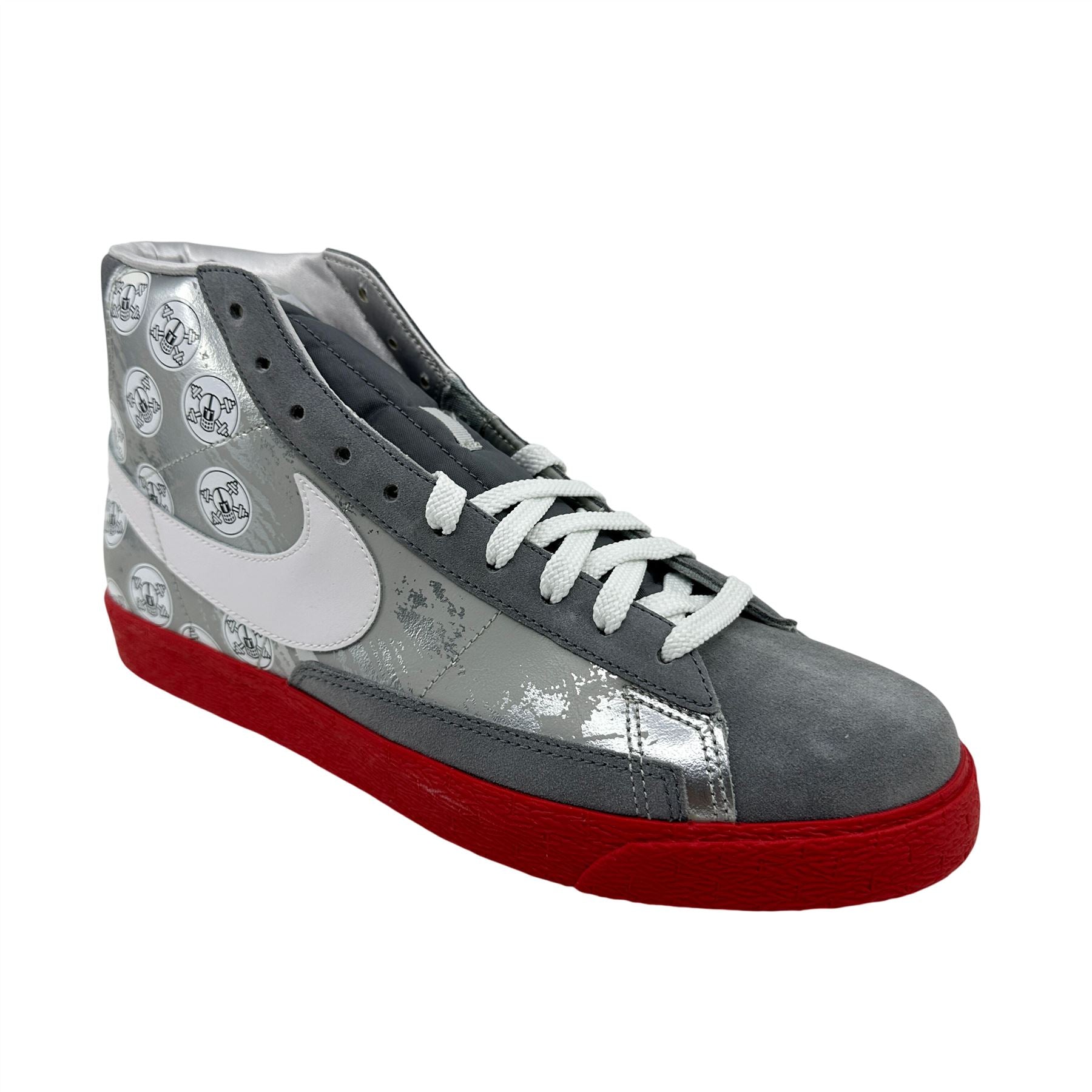 Nike Blazer High Metallic Silver Red Mens Athletic Sneaker