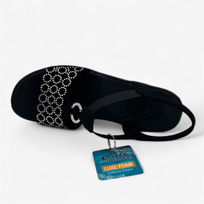 Skechers Rumble On Queen B2 Black Silver Womens Sandal Strappy