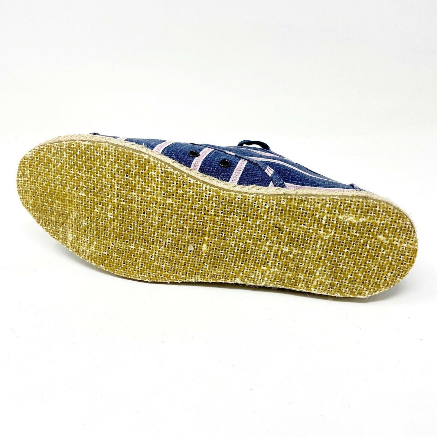 Toms Cardones Navy Washed Stripe Rope Womens Size 9 Canvas Flat Shoes