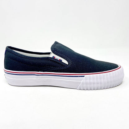 PF Flyers Center Slip On Black White Womens Retro Shoes PM12OS2D