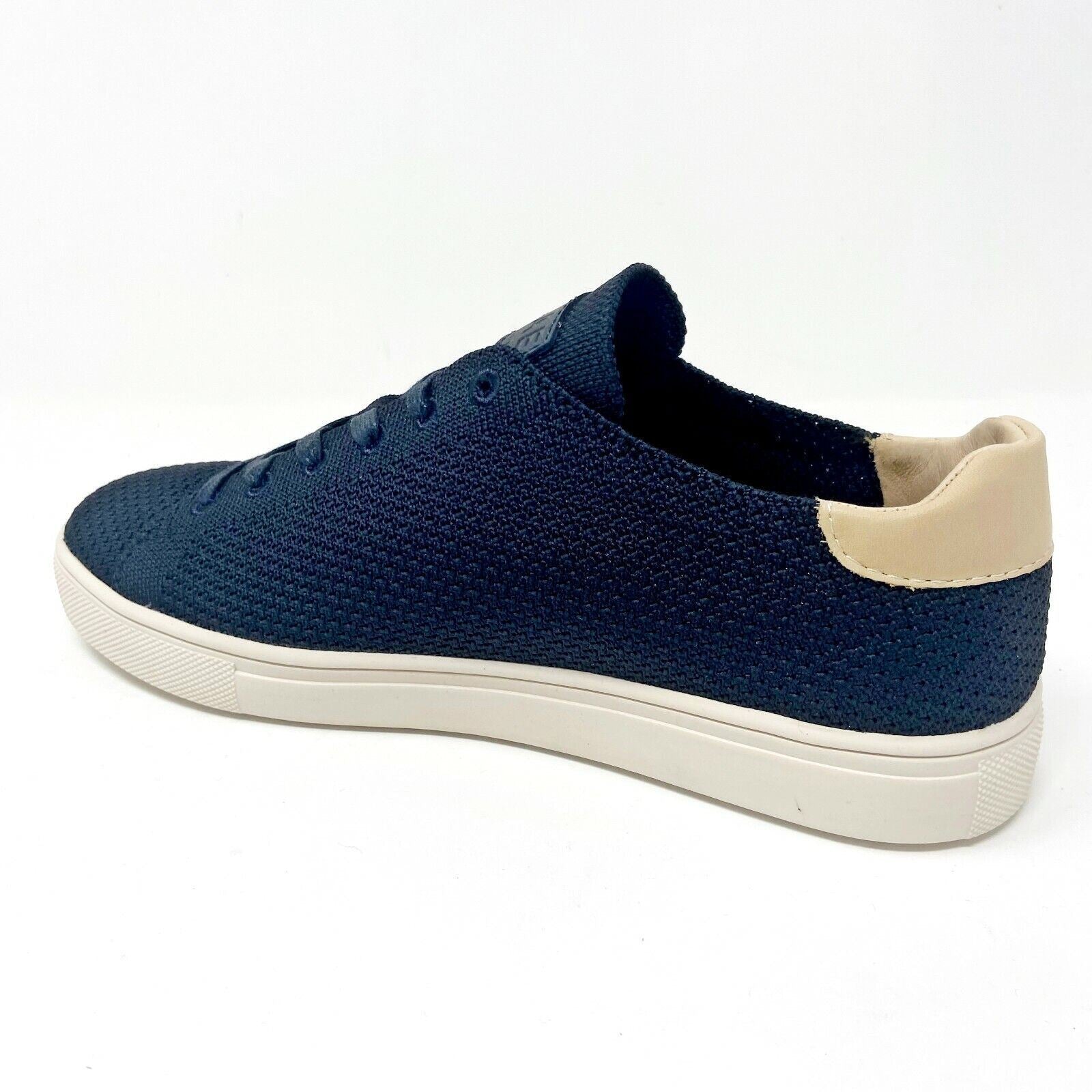Clae Bradley Knit Deep Navy Knit Natural Leather Mens Premium Casual Sneakers