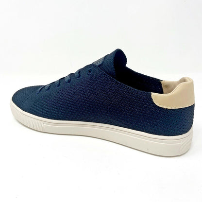 Clae Bradley Knit Deep Navy Knit Natural Leather Mens Premium Casual Sneakers