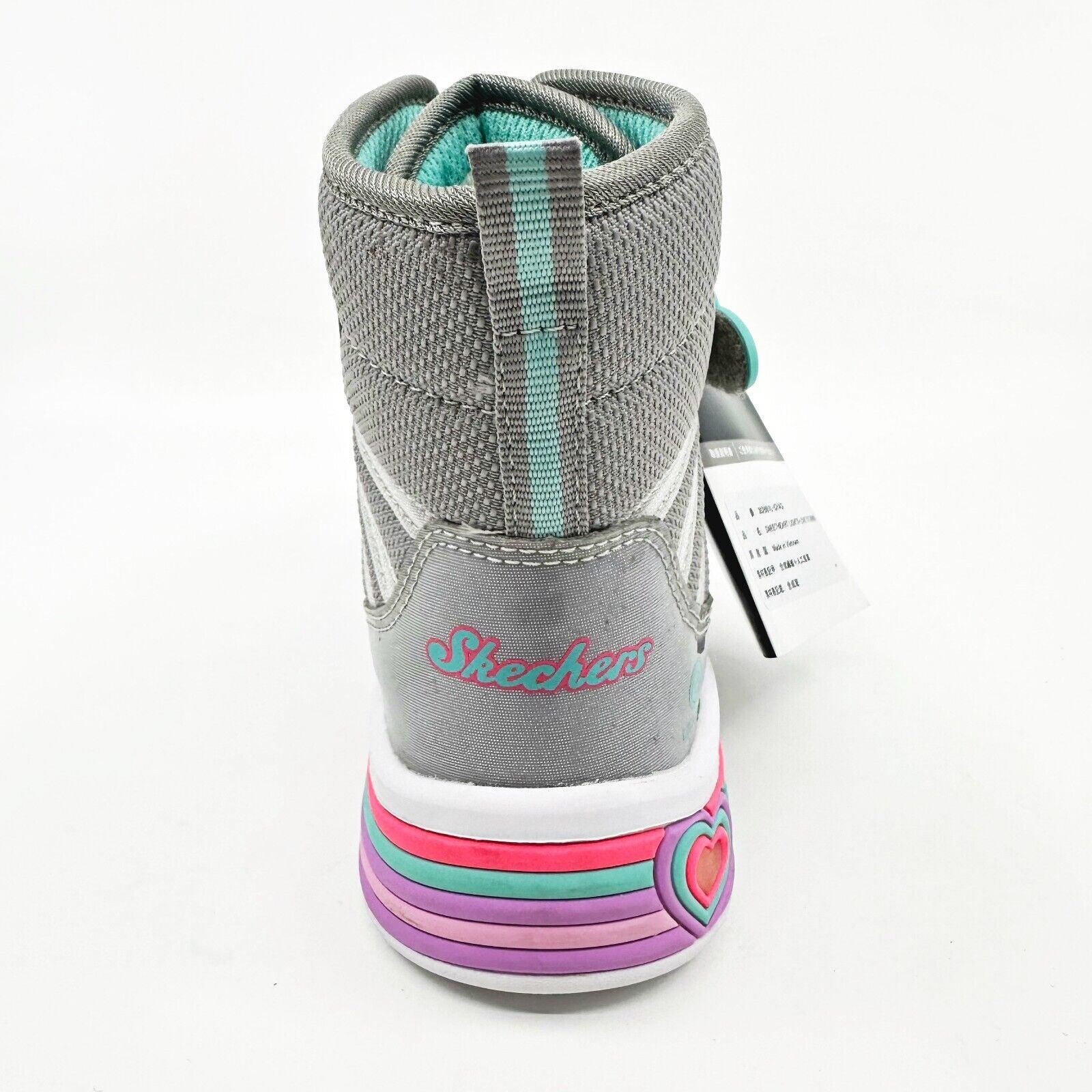 Skechers S Lights Sweetheart Lights Love To Shine Gray Aqua Kids Girls Size 11