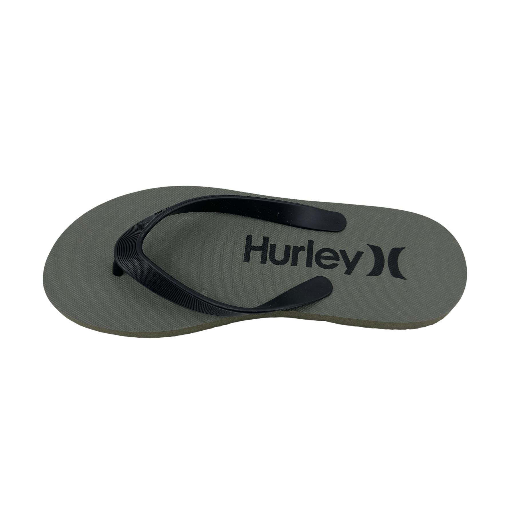 Hurley Logo Gray Black Mens Sandal Pool Beach Flip Flop