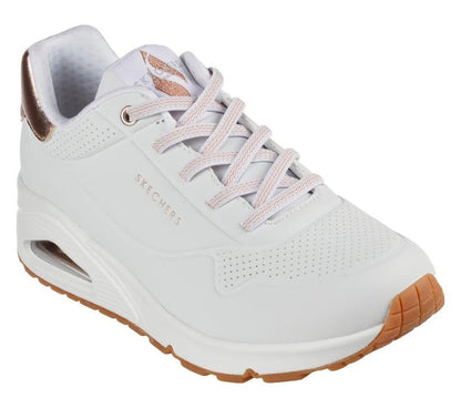 Women's Wide Fit Skechers Uno 155196W Shimmer Away Trainers