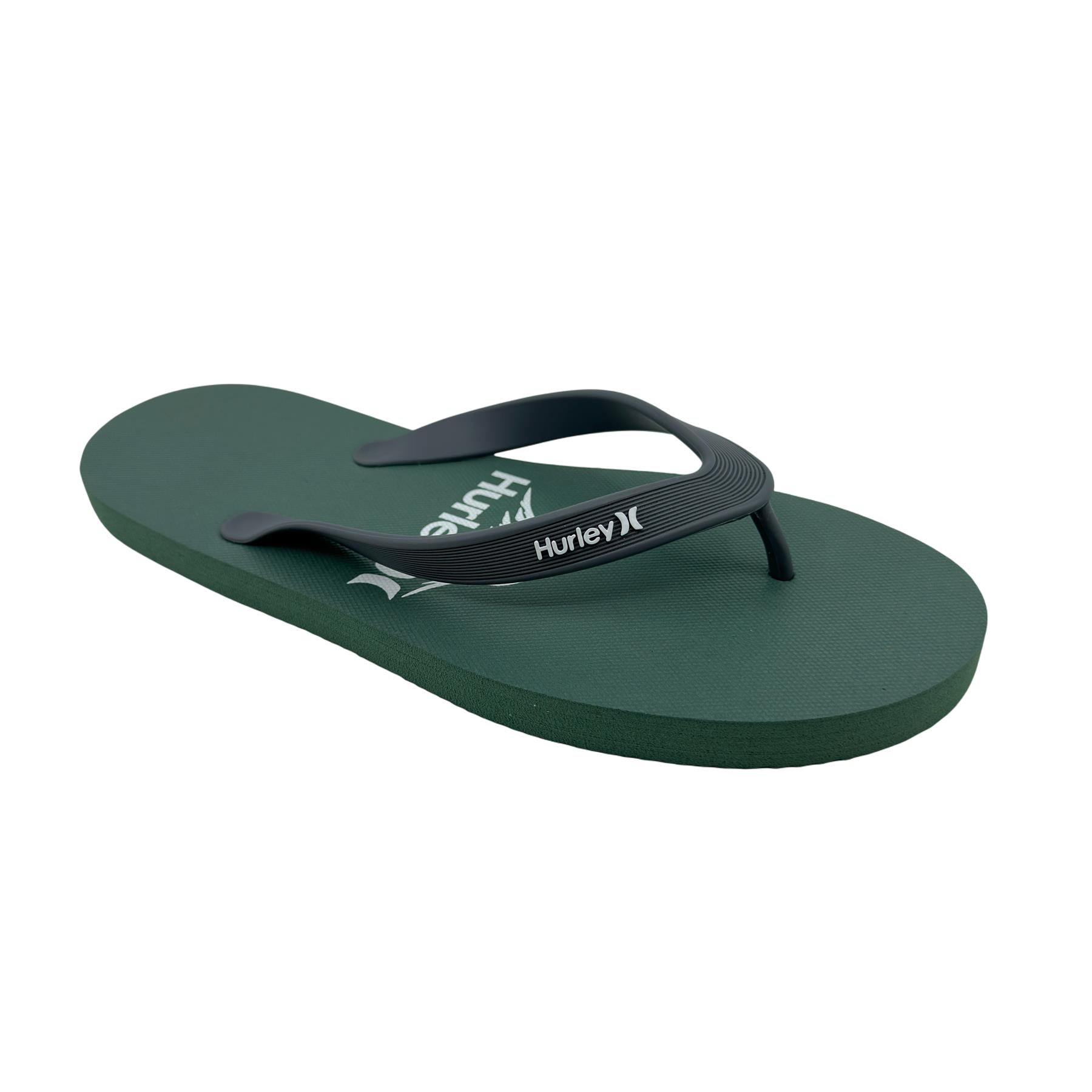Hurley Logo Green White Mens Sandal Pool Beach Flip Flop