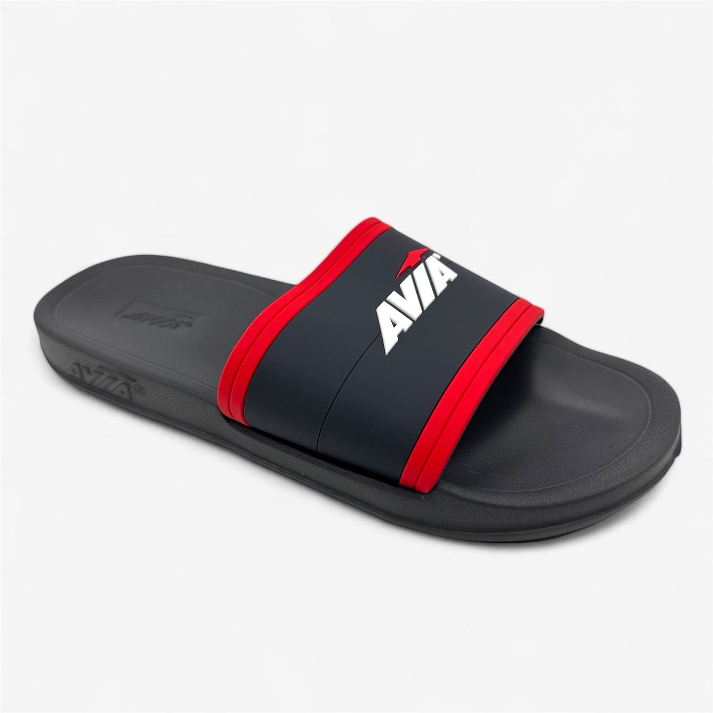 Avia Striped Grey White Red Mens Sandal Slide