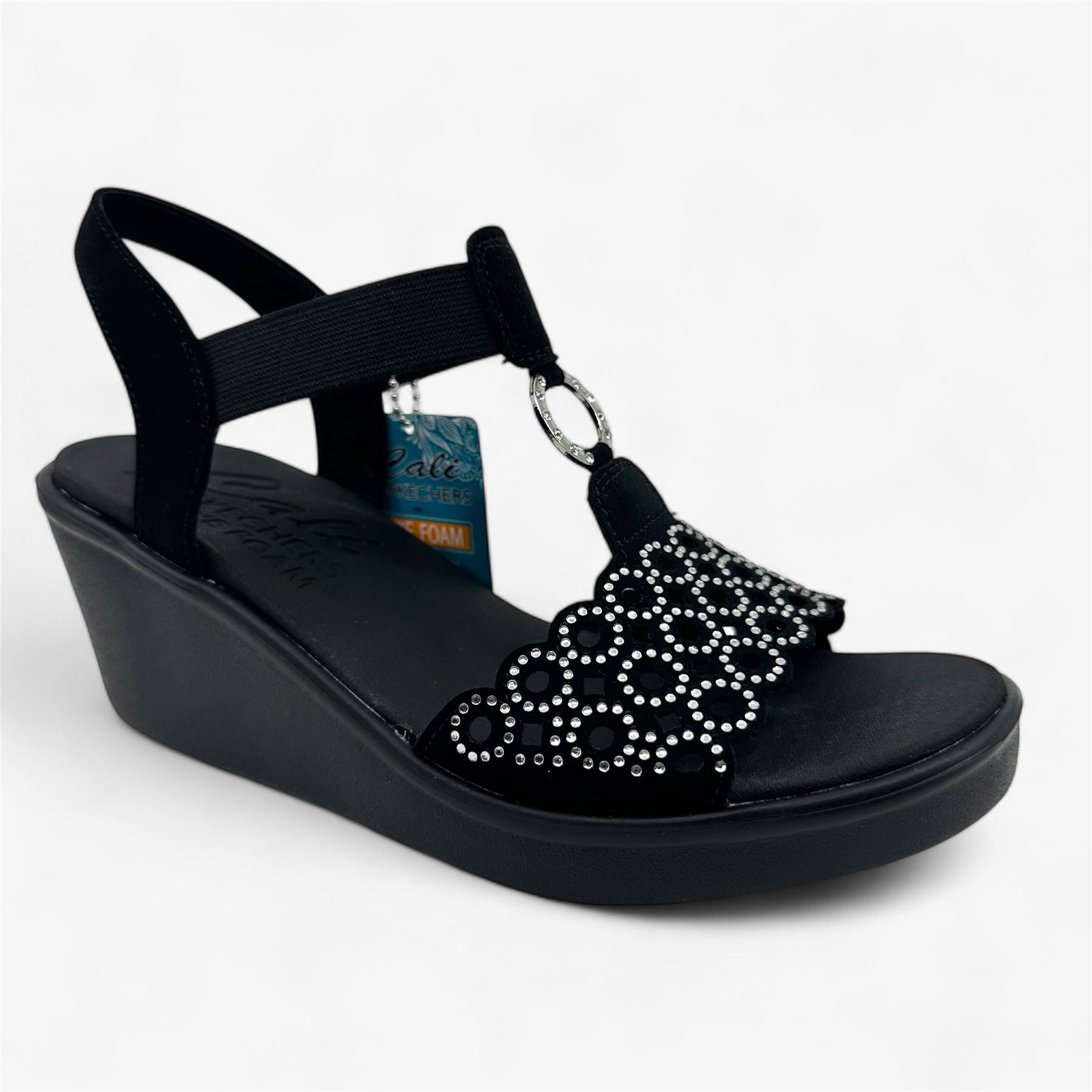 Skechers Rumble On Queen B2 Black Silver Womens Sandal Strappy
