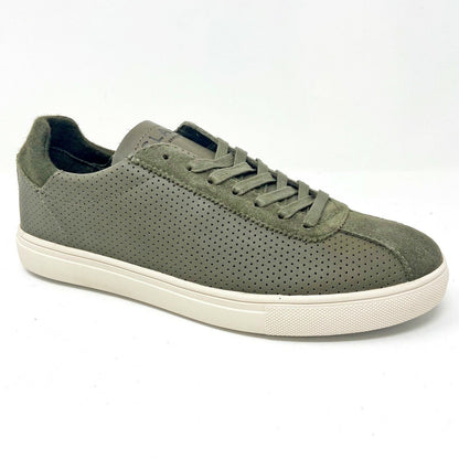Clae Noah Olive Green Leather Mens Casual Sneakers