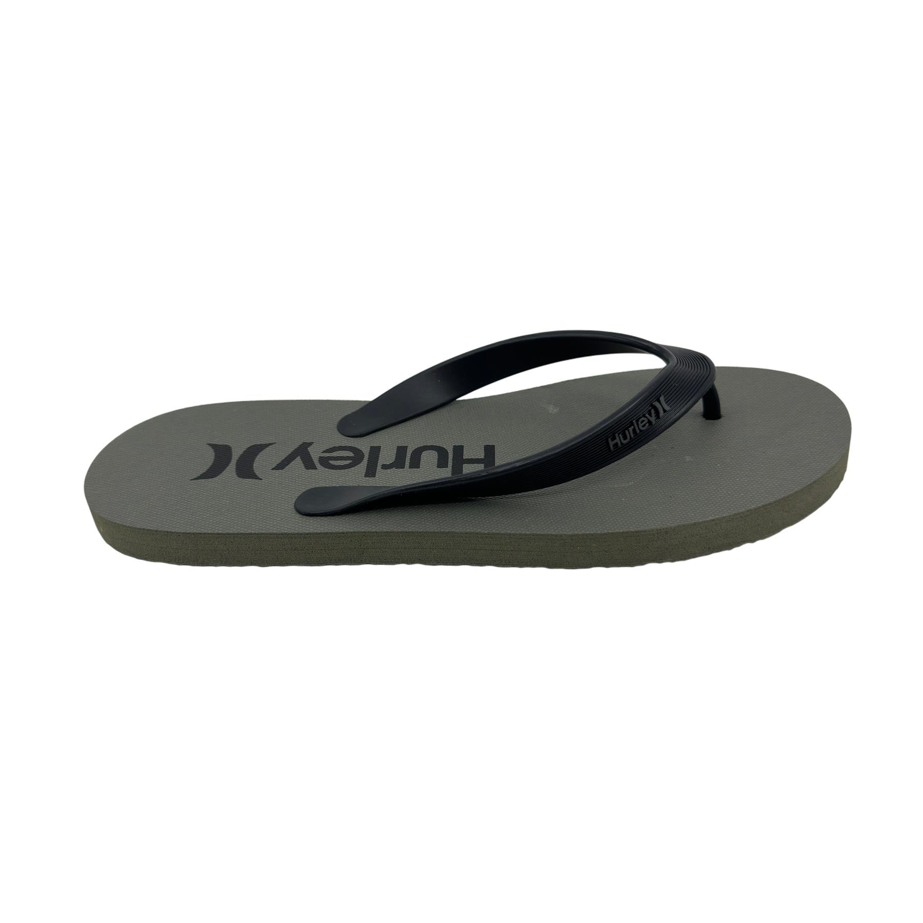 Hurley Logo Gray Black Mens Sandal Pool Beach Flip Flop