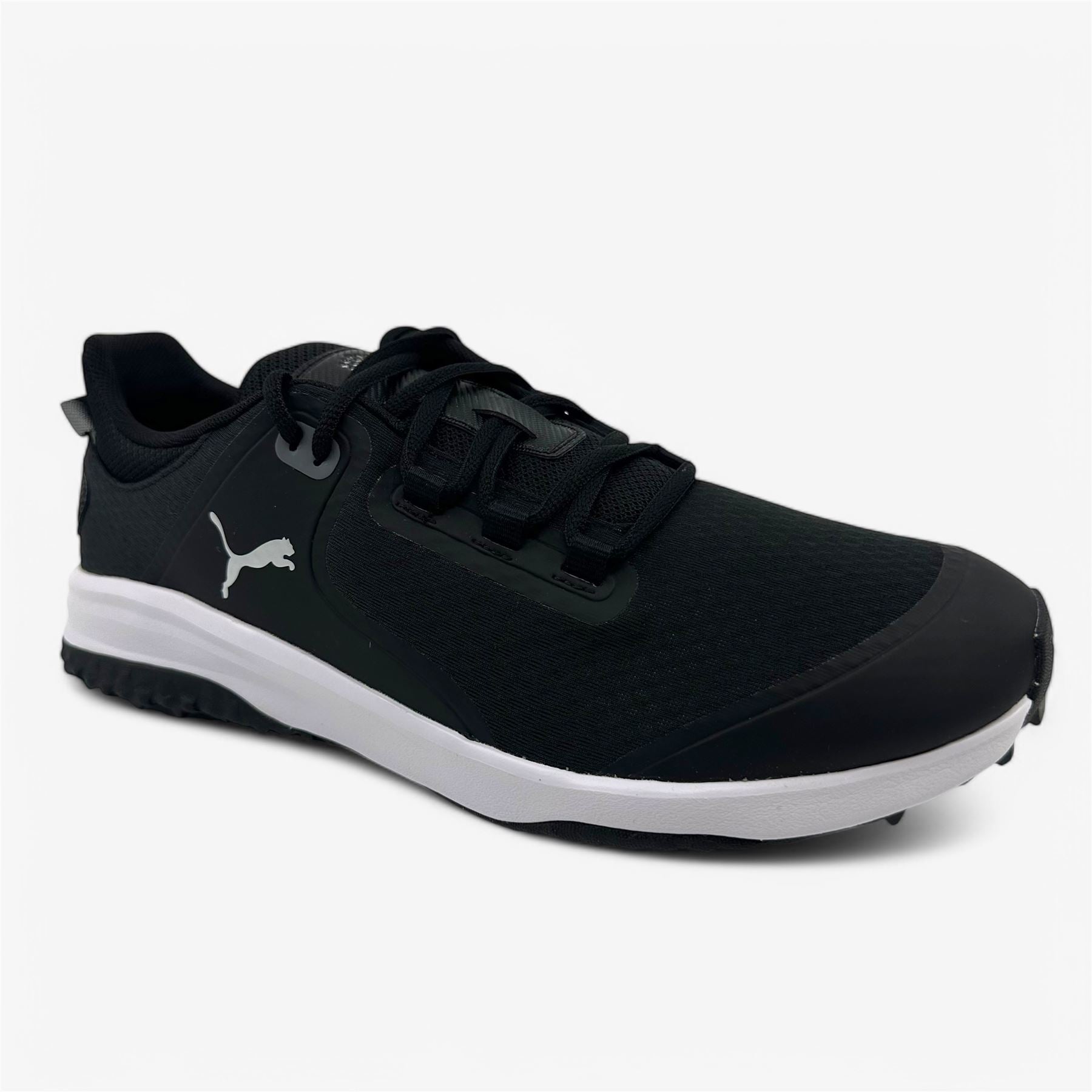 PUMA Fusion Grip Black Silver Quiet Shade Mens Extra Wide Spikeless Golf Shoes