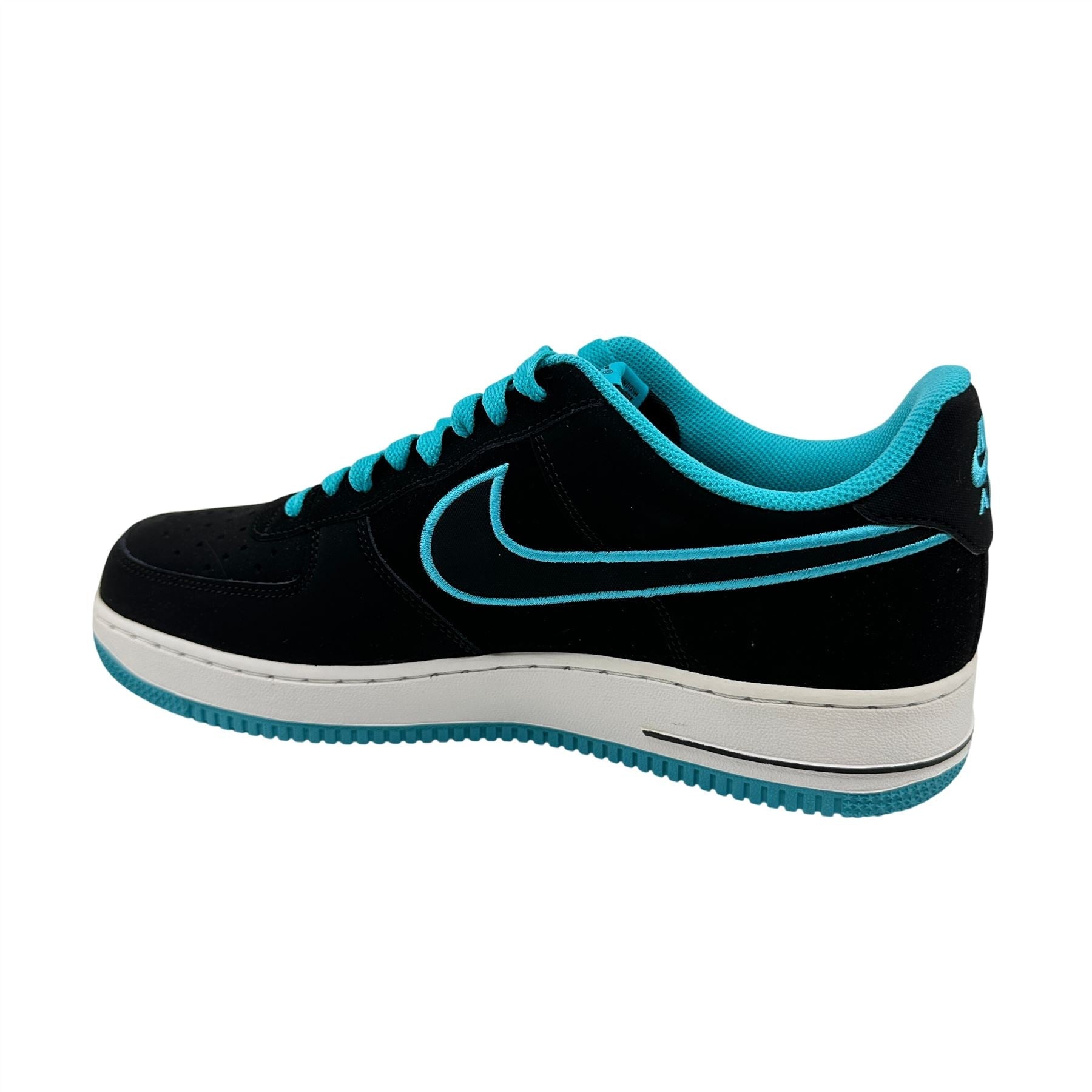 Nike Air Force 1 Black Turquoise Blue Mens Athletic Sneaker