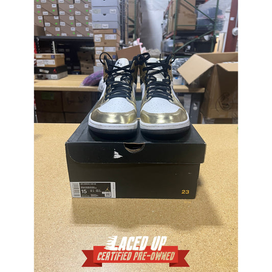 PRE OWNED  Jordan 1 Mid "Metallic Gold Black White"