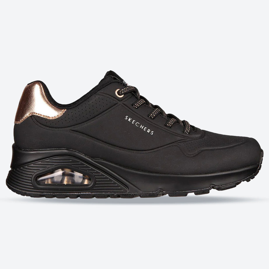 Women's Wide Fit Skechers Uno 155196W Shimmer Away Trainers
