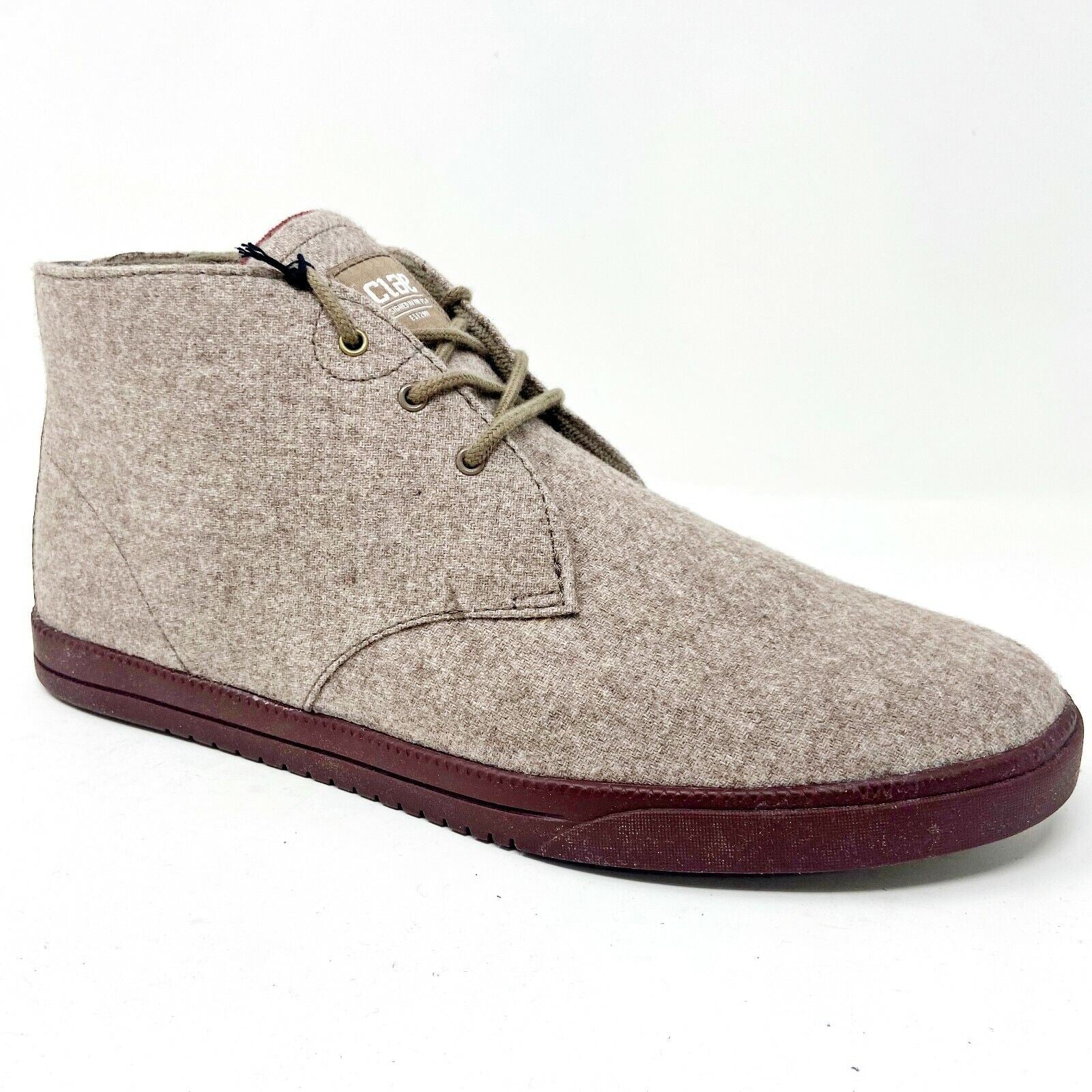Clae Strayhorn Textile Sage Wool Oxblood Mens Casual Sneakers