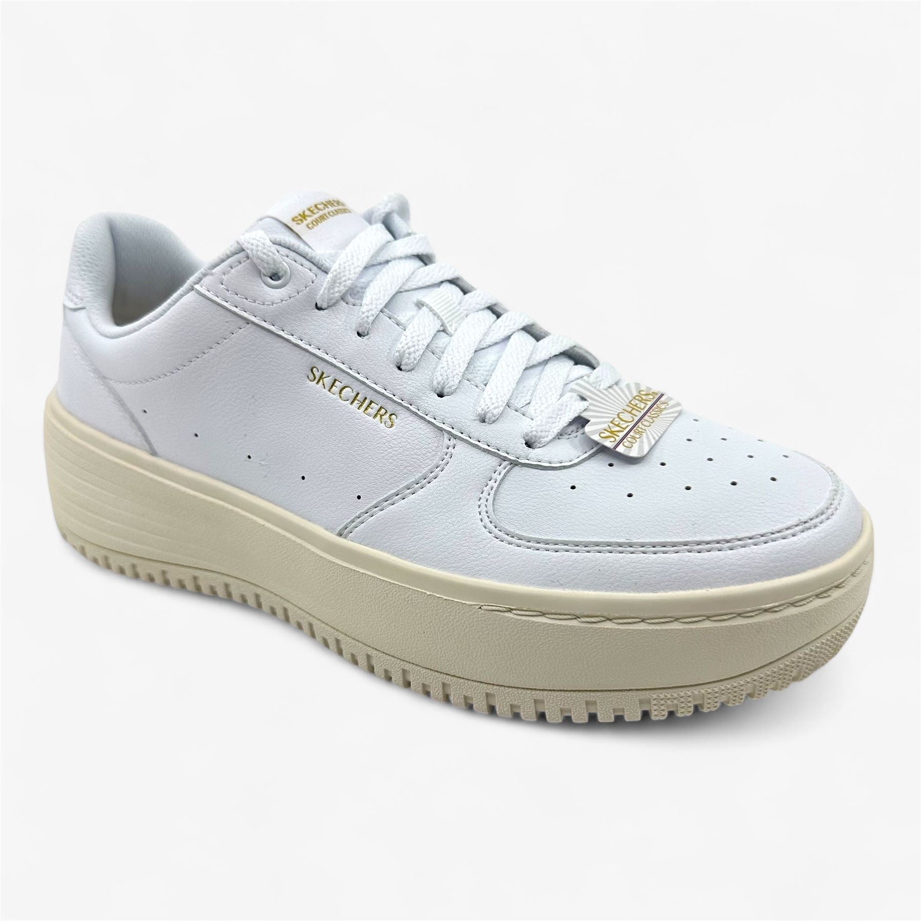 Skechers Grand 92 Be Lifted White Natural Womens Court Classics Sneaker