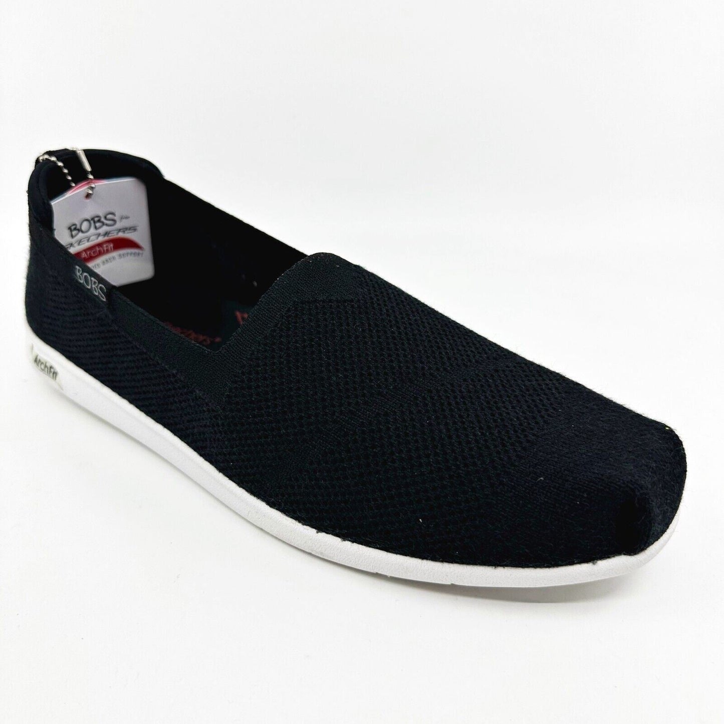 Skechers Arch Fit Plush Breeze Babe Black Womens Slip On Shoes