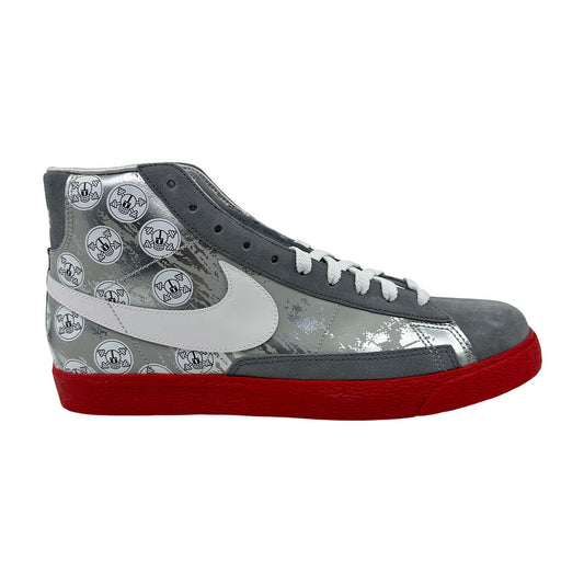 Nike Blazer High Metallic Silver Red Mens Athletic Sneaker