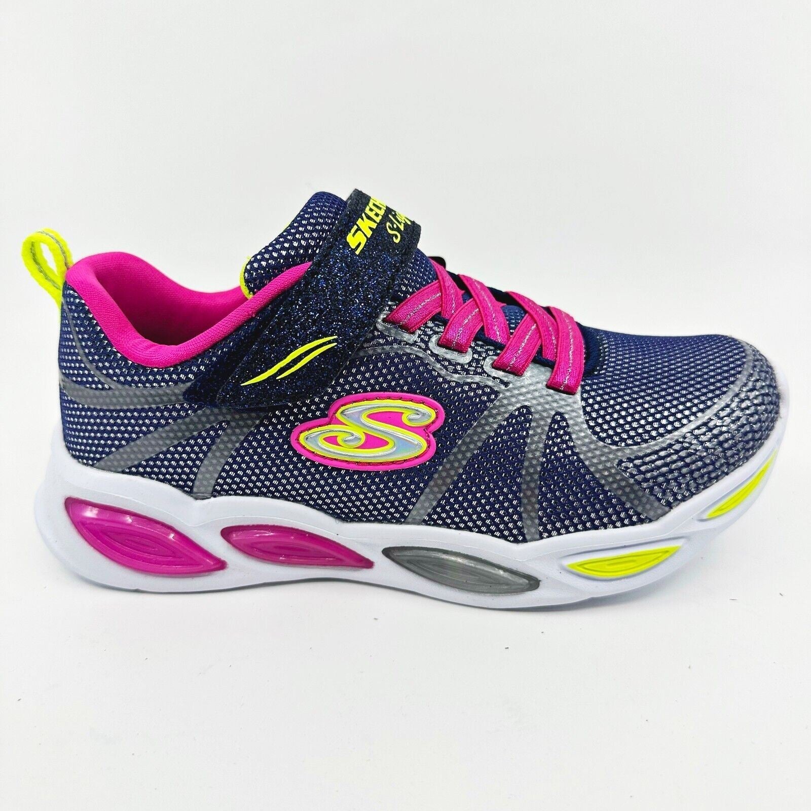 Skechers S Lights Shimmer Beams Sporty Glow Navy Multi Kids Girls Size 1