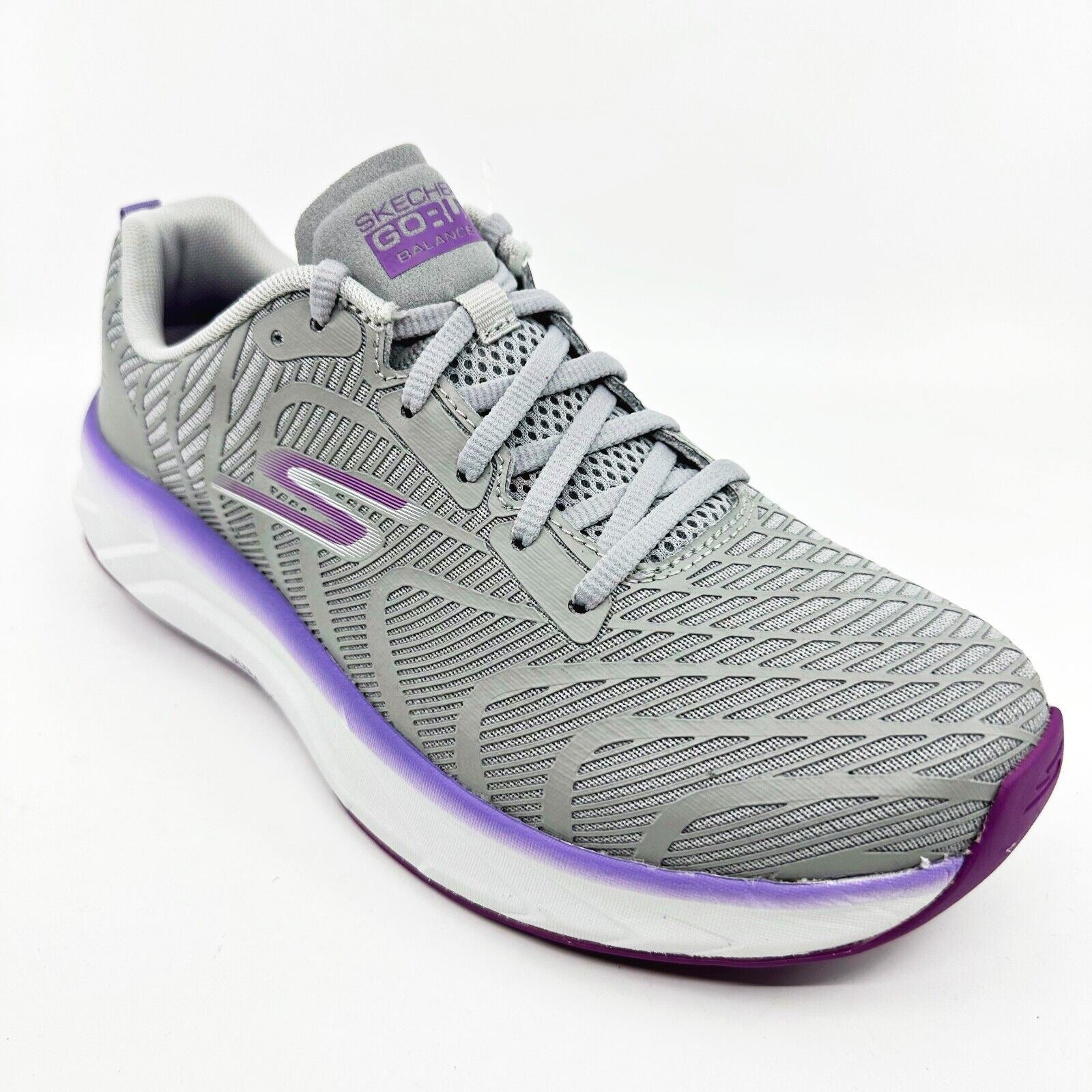 Skechers Go Run Balance 2 Gray Purple Womens Athletic Running Shoes