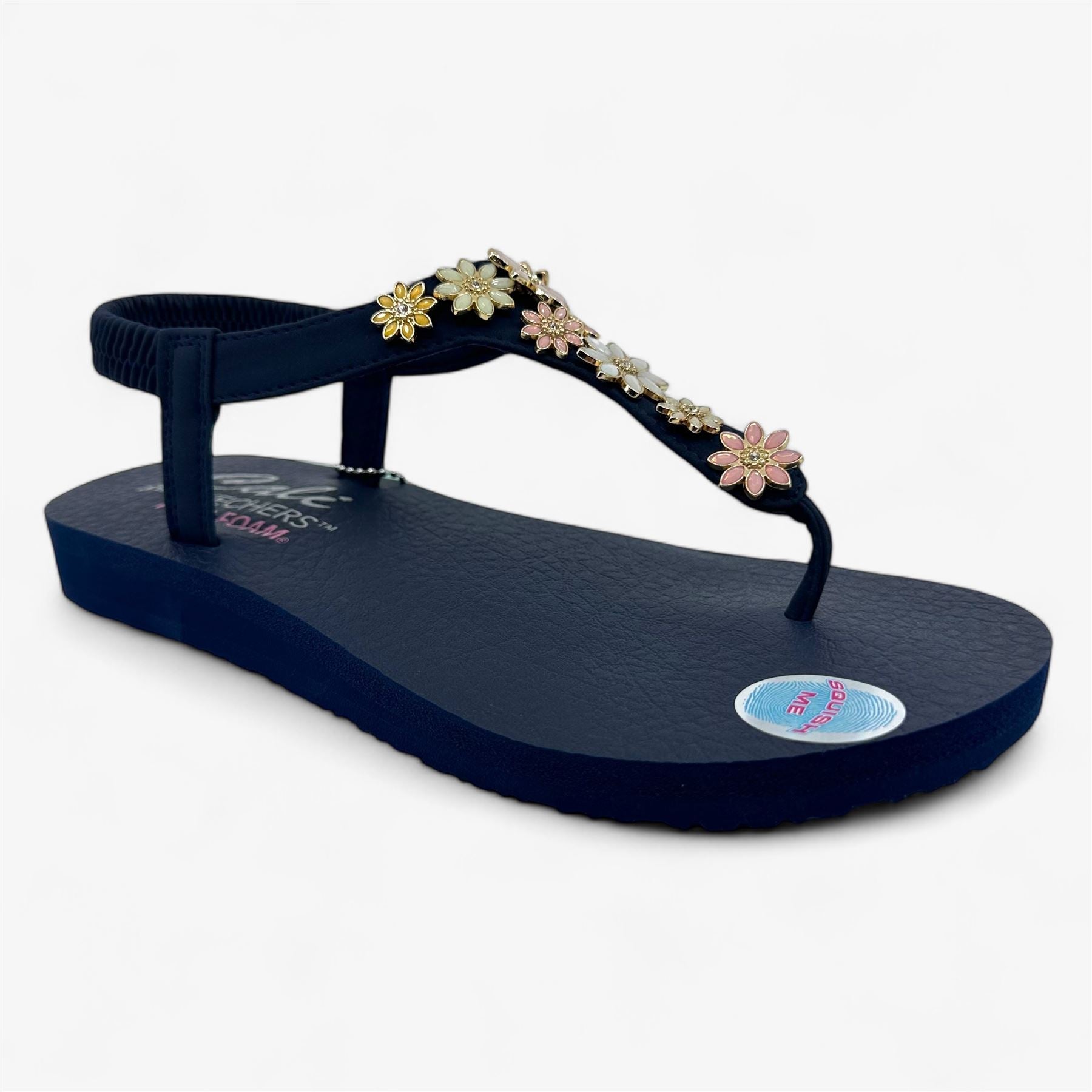 Skechers Meditation Happy Daisies Navy Multicolor Womens Sandal Slingback