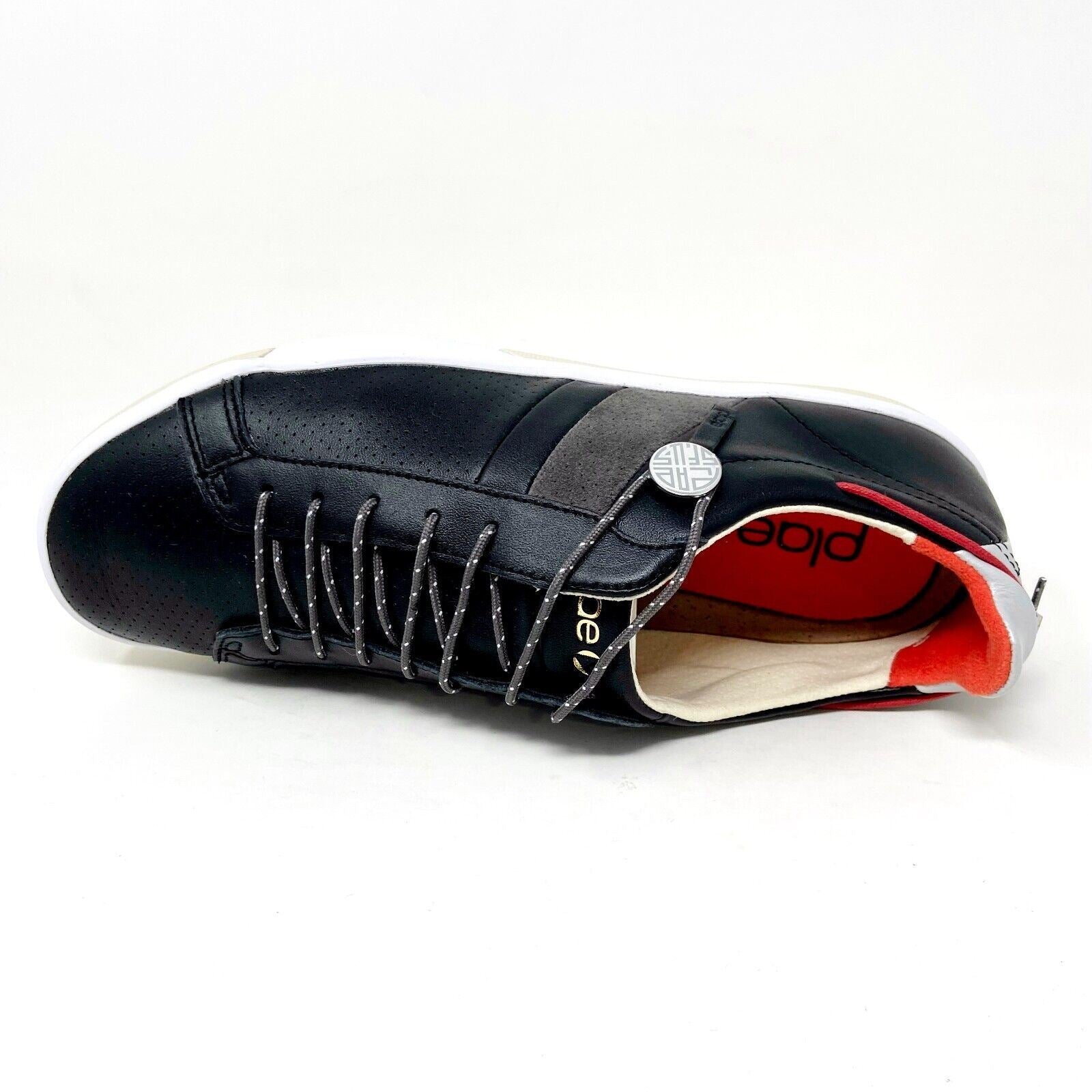 Plae Mulberry Black Red Full Grain Leather Mens Casual Sneakers 552010 001
