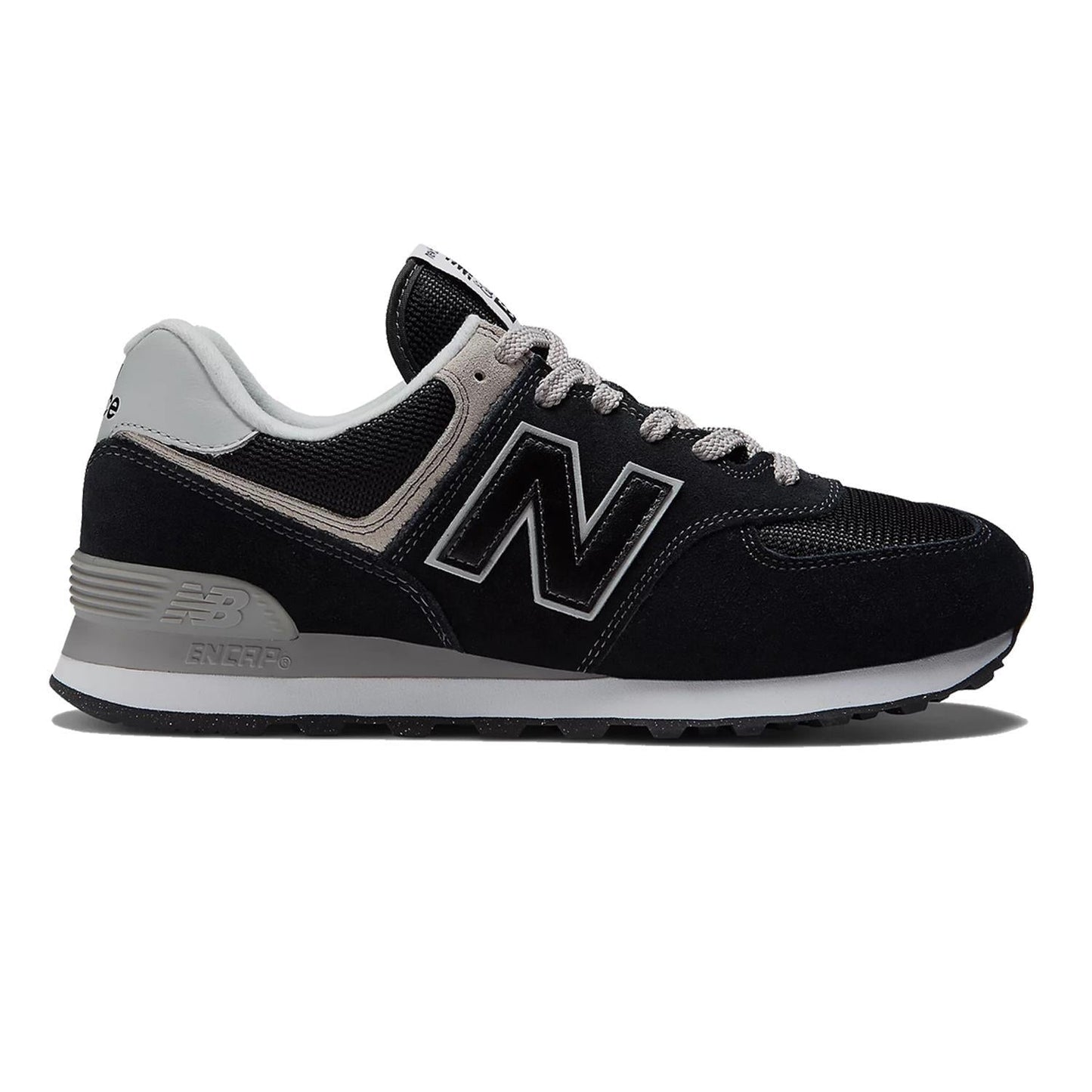Women's Wide Fit New Balance ML574EVB Walking/Running Trainers - Exclusive - Black/White ENCAP