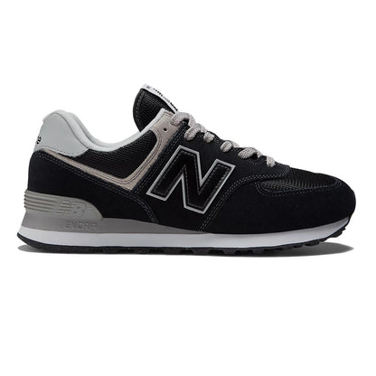 Women's Wide Fit New Balance ML574EVB Walking/Running Trainers - Exclusive - Black/White ENCAP